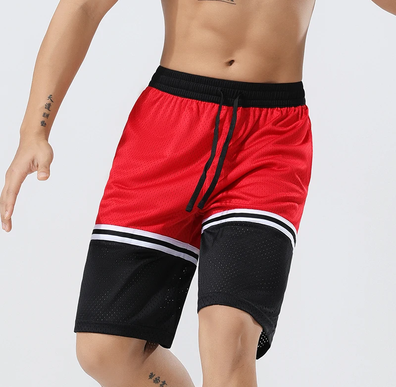 Men Casual Shorts Quick Dry Sports Breathable Fitness Red Shorts