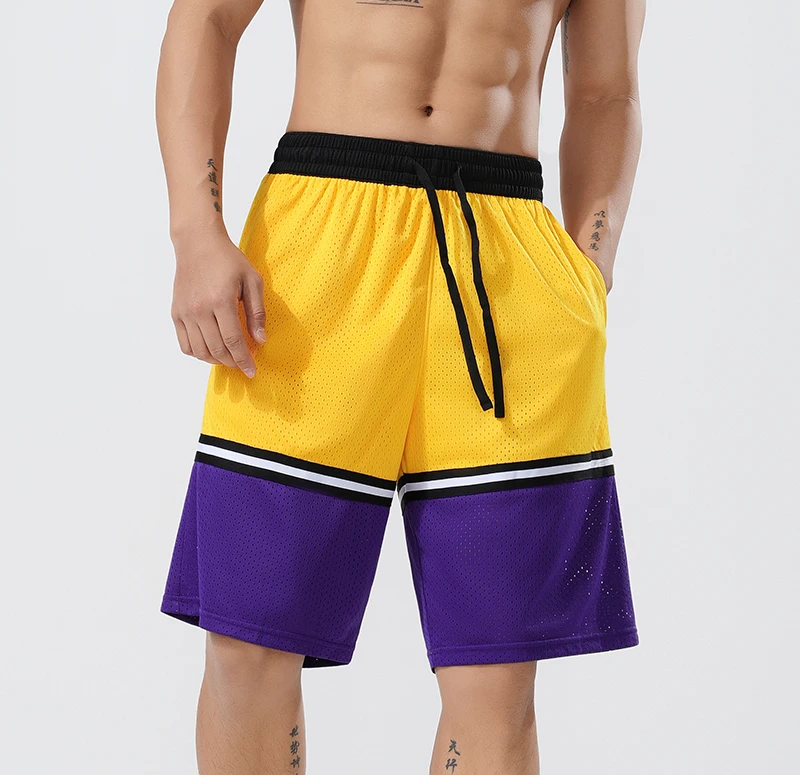Men Casual Shorts Quick Dry Sports Breathable Fitness Yellow Shorts